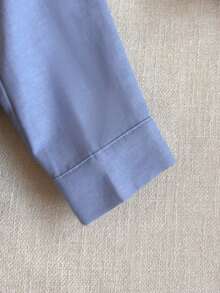 PrepCrw 两件套少女优雅都市校园休闲套装，浅蓝色撞色藏蓝色翻领长袖开衫衬衫搭配卡其色百褶裙，适合返校、休闲外出、旅行、聚会、假期、秋冬季穿着。 - 彩色 - 查看 6