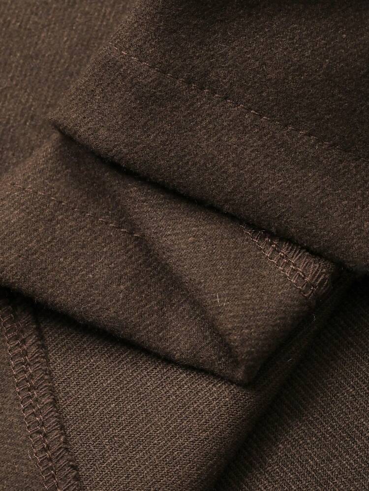 Women's Casual PU Leather Patchwork Collar Pocket Jacket And Straight Skirt 2 Pieces Set, Autumn