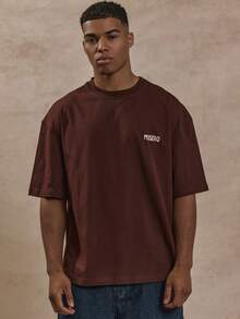Musero 圆领短袖标语印花T恤 春夏款 - 酒紅色 - 查看 2