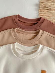 Loomiva Set 6 pcs Baju Pullover Lengan Panjang Leher Bulat Rajut Lembut Warna Polos untuk Bayi Perempuan & Celana Panjang Pinggang Elastis - MultiWarna - View 3