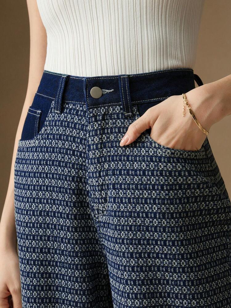 Damen Mode Pendler Blaue Straight Leg Jeans