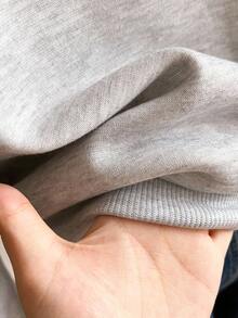 Teen Girl Solid Color Half-Zip Dropped Shoulder Long Sleeve Loose Casual Pullover Pullover Sweatshirt