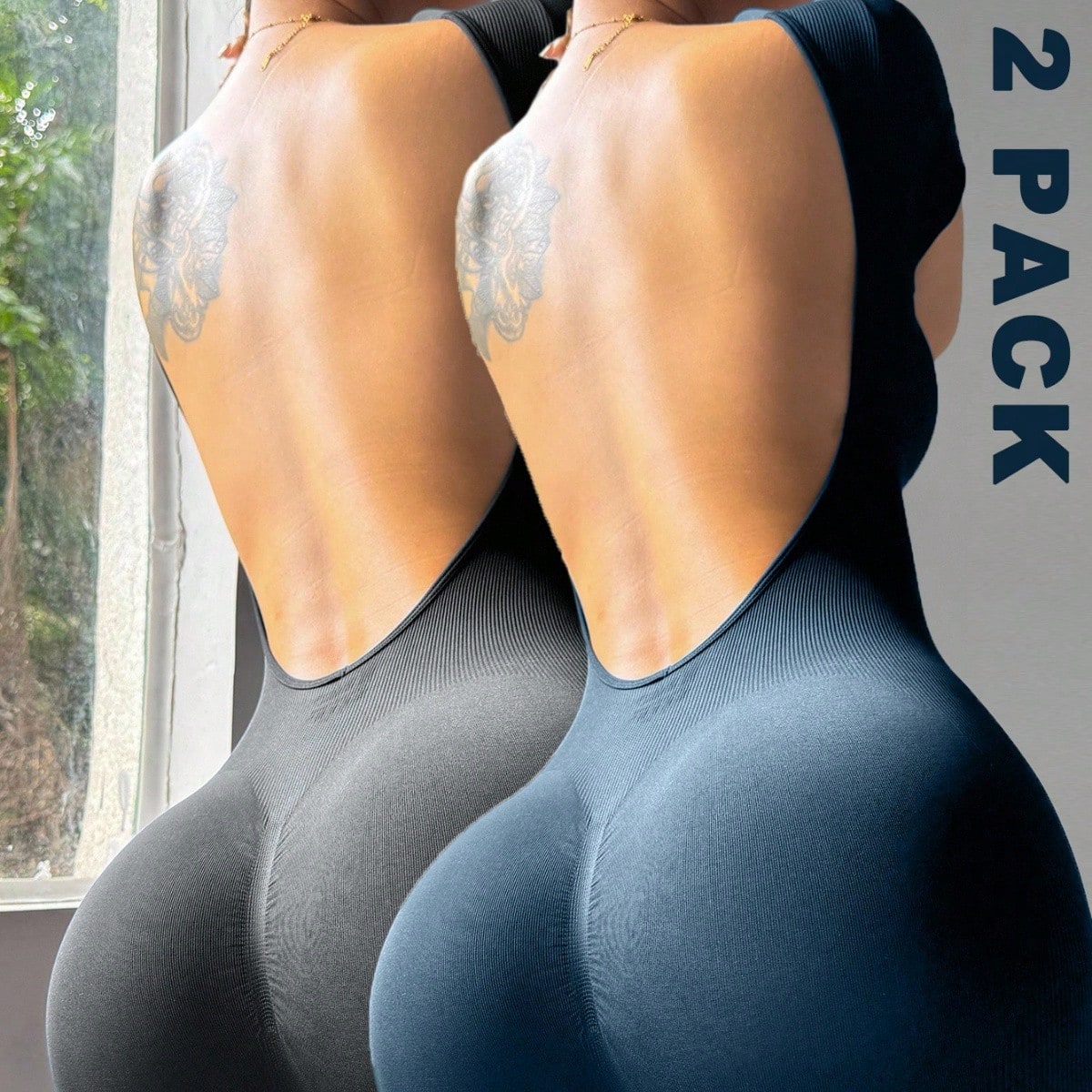 Malla deportiva de alta elasticidad, mono de fitness, sexy espalda descubierta