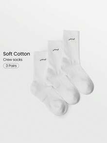 GLOWMODE 3 Pairs Socks Soft Ventilated Mesh With Embroidered Logo Gym Workout Daily - 白色 - 查看 1