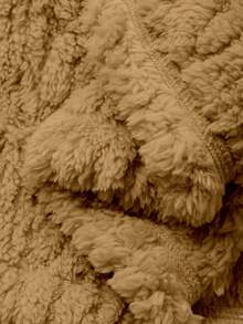 DAZY 女士简约纹理抓绒长款系带家居服，冬季居家服，蓬松舒适 - 棕色 - 查看 7