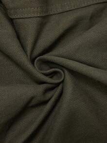 Bloopia Bộ đồ liền thân ống rộng túi hộp màu trơn dành cho nữ có dây đeo - xanh quân đội - Xem 3