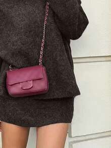 INAWLY 女士灰色针织毛衣和迷你裙套装，时尚圆领长袖 - 摩卡棕 - 查看 4