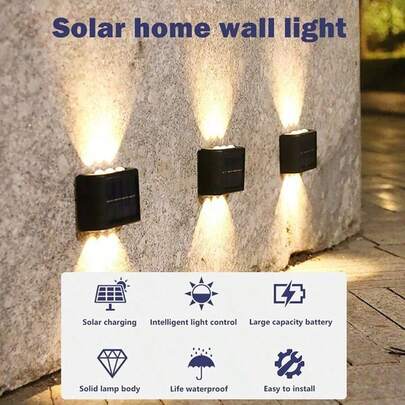 Solar Wall Lights Multiple LED Dual Row Lights Warm Light Flashlights Decorative Atmosphere Lights Garden Street View Lights Outdoor Hallway Lamps And Table Lamps
