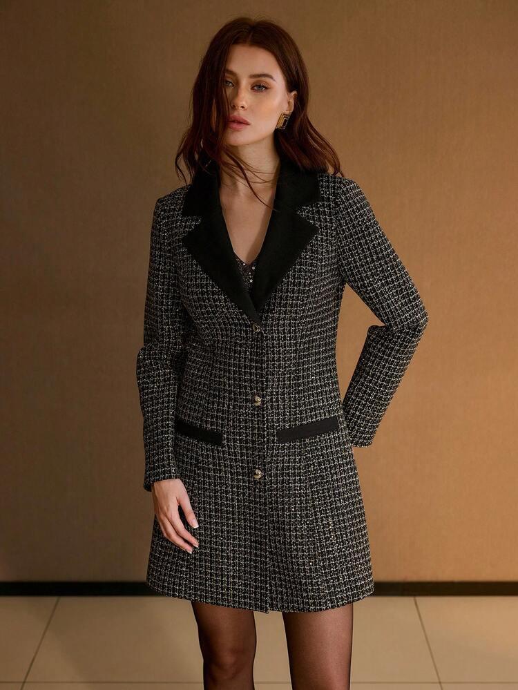 LAPEL COLLAR BUTTON FRONT DRESS