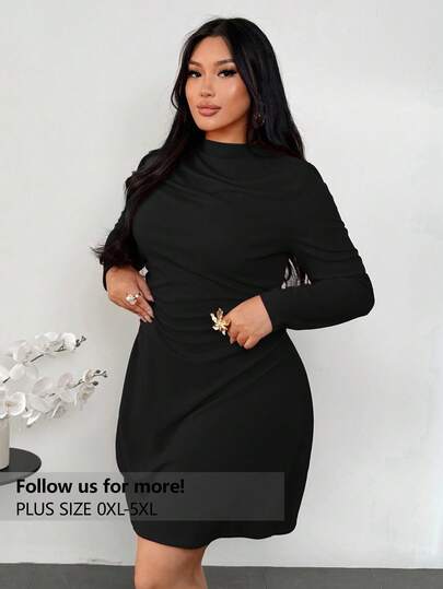 Firerie Plus Size Spring/Autumn New Elegant Minimalist Delicate Romantic Sweet Everyday Commute Wedding Party Music Festival Holiday Ruffle A-Line Flowy Short Long Sleeve Elastic Women Mini Dress/Christmas Dress