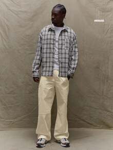 Musero Weite Nylon Reißverschluss Cargo-Stil Hose mit Gürtelschlaufen-Details, Herbst/Winter