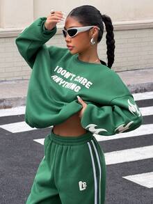 Muchica Bộ đồ thể thao dệt kim in màu xanh lá cây dành cho nữ - màu xanh lá - Xem 3