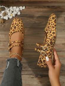 Bailarina para mujer charol brillante+punta cuadrada+doble correa+suela plana+estilo clásico elegante+trabajo diario+zapatos planos - Multicolor - Ver 1