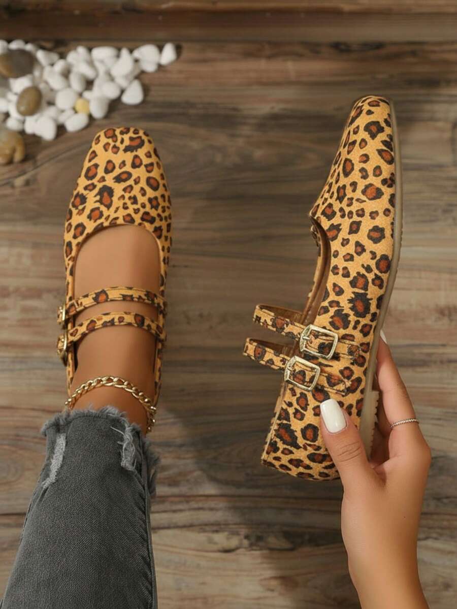 Bailarina para mujer charol brillante+punta cuadrada+doble correa+suela plana+estilo clásico elegante+trabajo diario+zapatos planos - Multicolor - Ver 1