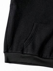 Áo nỉ dáng rộng màu trơn thường ngày dành cho bé trai tuổi teen - màu đen - Xem 5