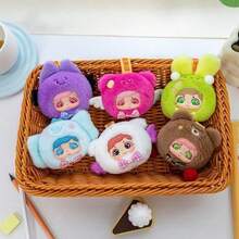 POKOJA LAND 8厘米可爱粉彩乙烯基脸部毛绒挂件 - 精美迷你收藏艺术品，适合女性，可爱包包夹钥匙扣钱包装饰，送给闺蜜/女友的独特生日礼物，无填充物（柔软毛绒桌面摆件） - 彩色 - 查看 11