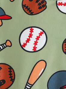 THE HAPPY LOOK 2件套男童卡通运动图案针织柔软圆领长袖套头卫衣和松紧腰裤 - 彩色 - 查看 6