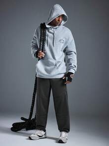 Driftmere 男士休闲街头野花山印花宽松抓绒连帽衫，引领时尚潮流，保暖舒适，适合运动户外，日常休闲运动上衣 - 深灰色 - 查看 10