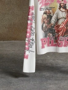 AXEPEAK Men's Graphic T-Shirt With Jesus Faith Print Casual Loose Fit Knit Long Sleeve Top - White - View 4