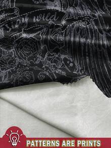 SHEIN CURVE+ 休闲简约大码单肩长袖T恤，万圣节T恤/秋冬 - 彩色 - 查看 3