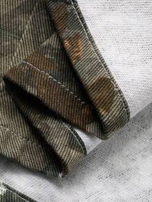 FRIFUL Chân váy ngắn denim in họa tiết graffiti phối màu tương phản, dáng rộng, thời trang nữ. - màu xanh lá - Xem 7