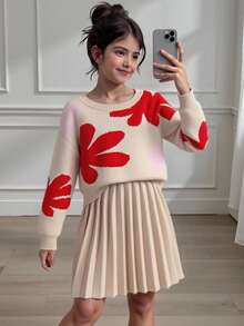 SHEIN 这款甜美百搭的圆领蓝色毛衣搭配碎花百褶裙，适合居家、外出、派对、返校等场合。这款毛衣裙适合春秋季穿着，是法式风格，也是秋冬季的必备单品。 - 彩色 - 查看 6