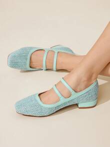 CUCCOO CHICEST Zapatos planos cómodos y versátiles con doble hebilla para mujer - Azul Marino - Ver 4