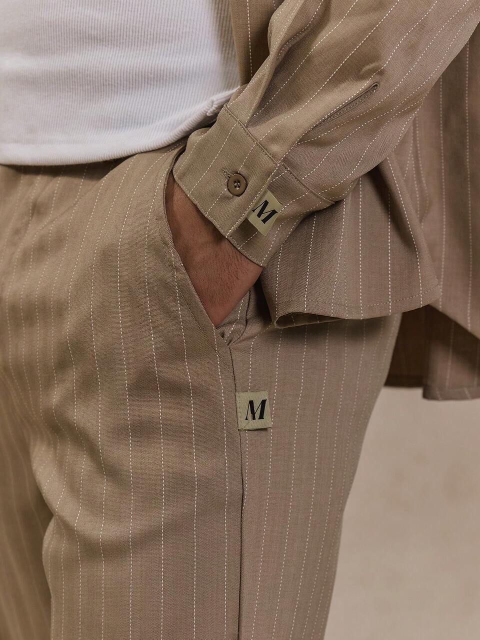 Pantalon à rayures fines jambes évasées pour hommes, printemps été