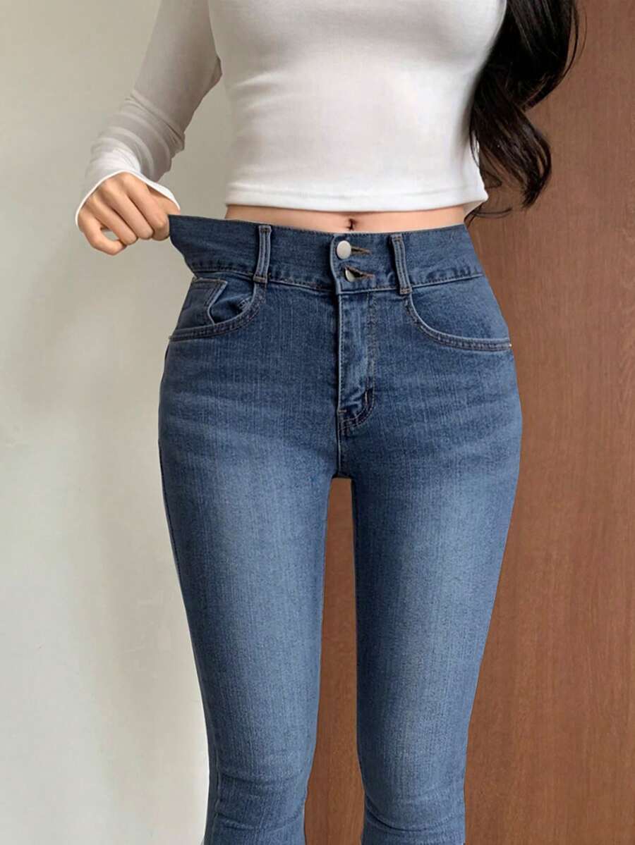 DAZY 女式口袋紧身休闲百搭牛仔裤