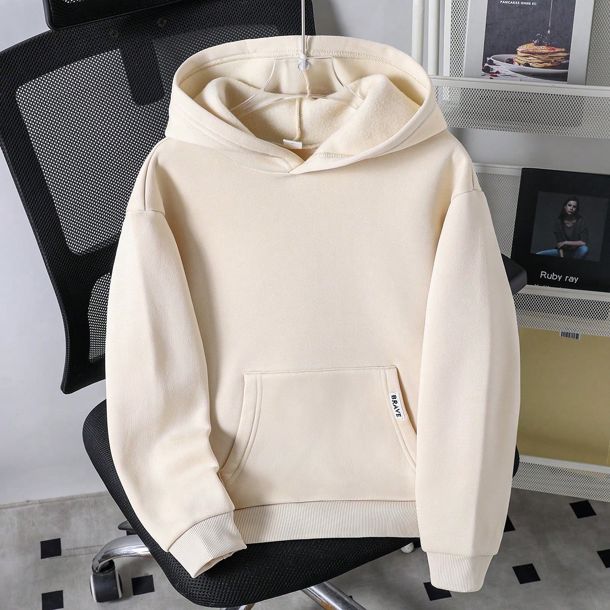 Sudadera holgada de unicolor informal para niños preadolescentes