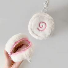 ROMWE Anime 卡通日式鱼饼造型毛绒零钱包，学生挂件耳机盒，圆形蛋糕造型收纳袋，女生数据线整理器 - 彩色 - 查看 2