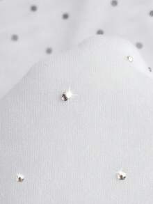 Resyla 闪亮水钻装饰女式常规款连帽长袖运动衫，秋冬款 - 白色 - 查看 4