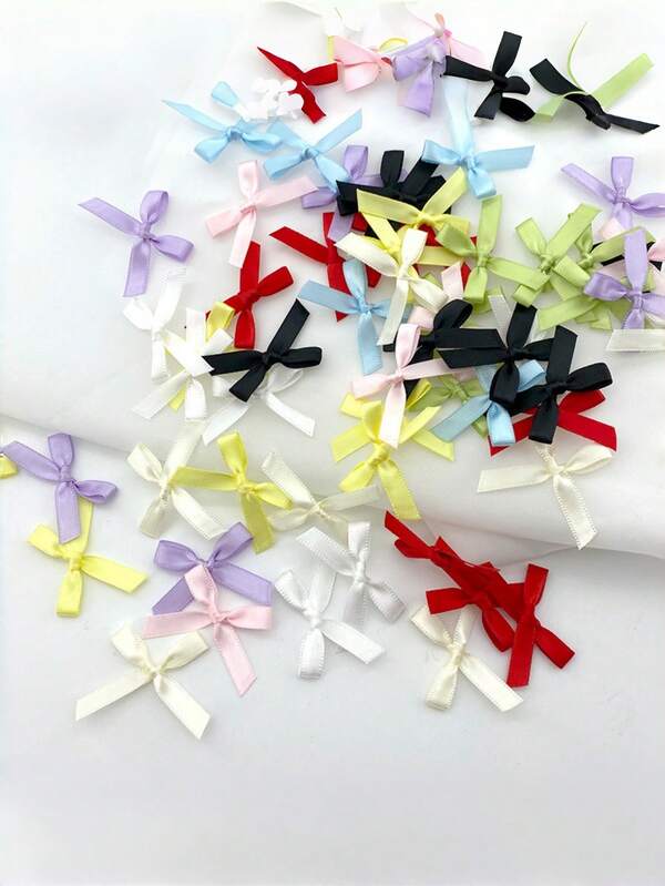 50PCS/Pack Colorful Ribbon Bows Gift Packaging Decoration Handicraft Card Decoration, Hair Accessories, Jewelry Bows, Wedding Party Decoration, Christmas Decor, Room Decor, Home Decor-Black Christmas For Holiday Gift Giving Valentine's Day