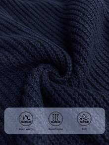 Firerie Plus Size Solid Color Front Button Long Sleeve Casual Knit Cardigan In Fall/Winter Navy Blue Old Money Office - Navy Blue - View 9