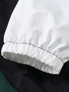Manfinity Campus Court Áo khoác gió ngoài trời tay raglan kéo khóa Colorblock cho nam, mùa thu - Màu xanh lá cây đậm - Xem 5