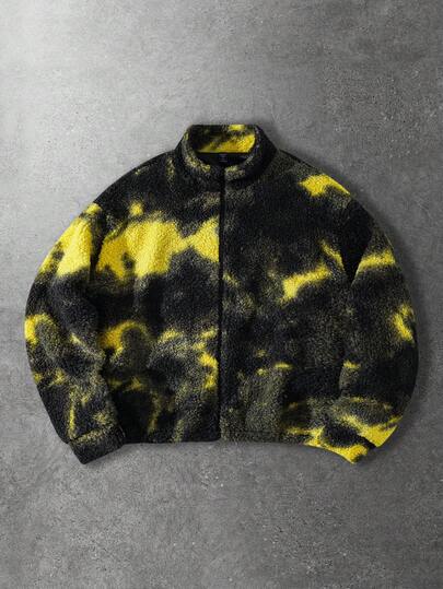 Street Life Men's High Collar Zip-Up Warm Casual Tie-Dye Jacket, Winter