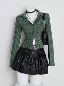 Rina Fox Women's Plaid Long Sleeve Single-Breasted Casual Shirt - Multicolor - View 2