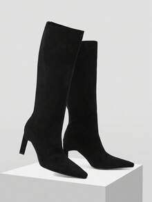 MOTF PREMIUM WOMEN'S FASHION POINTED TOE KNEE-HIGH BOOTS FOR CHRISTMAS - Black - View 9