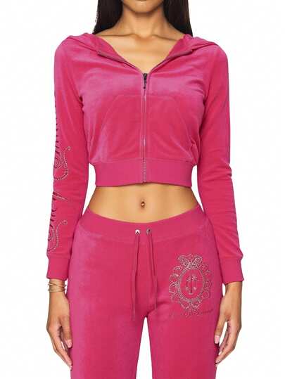 Juicy Couture Women's Full Zip Sweatshirt Pink