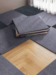 10pcs 30x30cm Easy-To-Install Self-Adhesive Striped Carpet For Office, Living Room, And Bedroom Mats With Aluminum Foil Bottom - No Residue, Freely Spliced