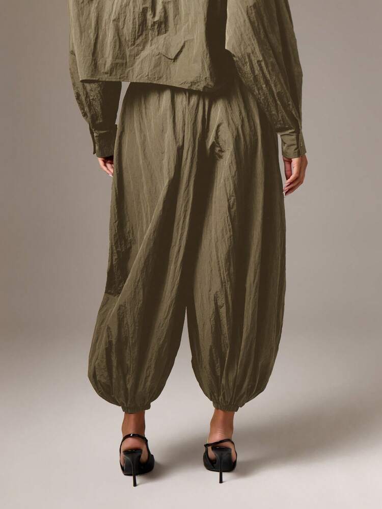 Spodnie haremowe w stylu balonowym z elastyczną talią