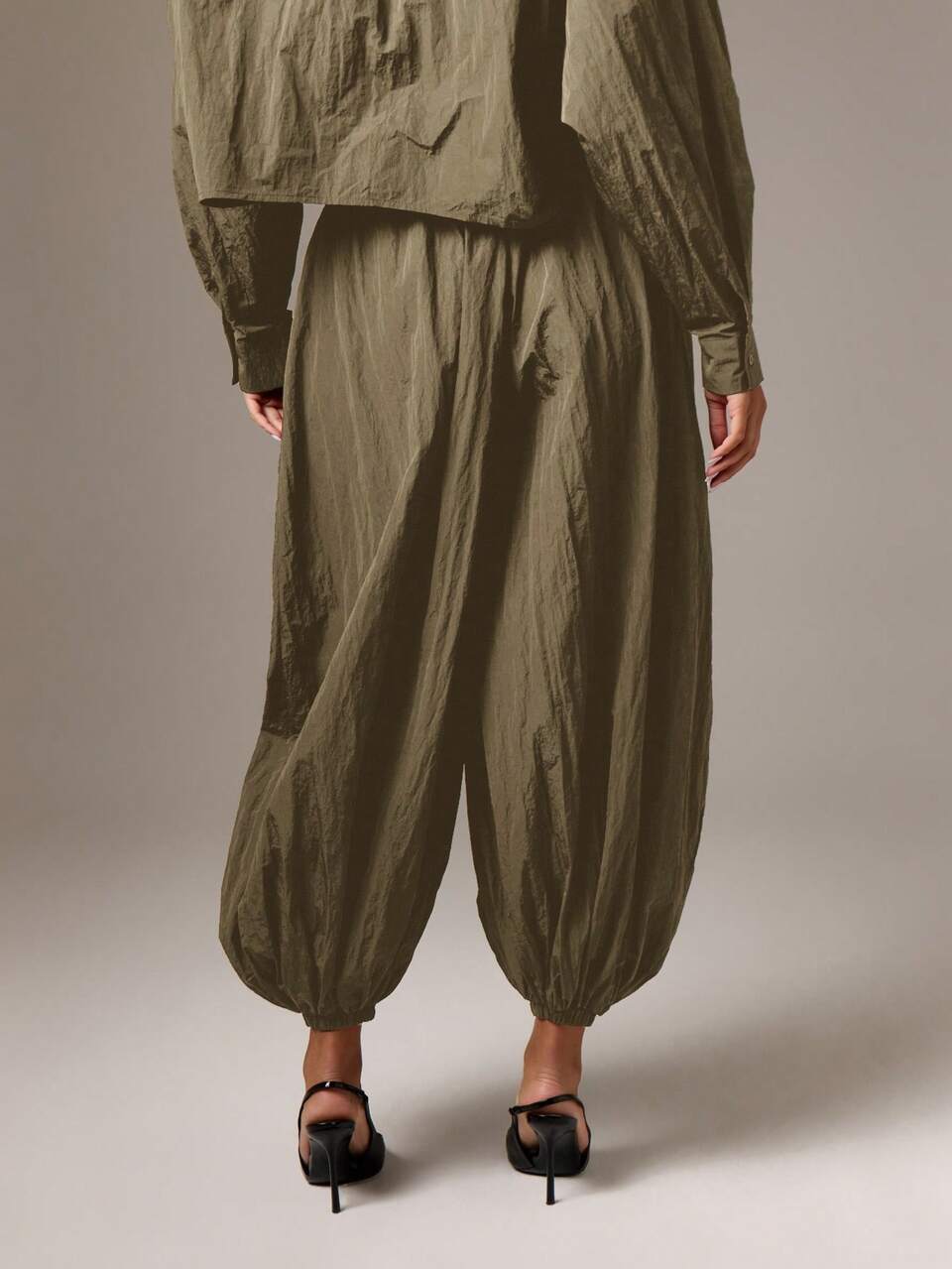 AIIRZ Woven Hareem Pants - Loose Fit Balloon Style Trousers With Elastic Waistband For Casual Everyday Comfort