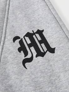 EASEVO Plus Size Men's Letter Print Drawstring Waist Loose Fit Sweatpants - Light Grey - View 6