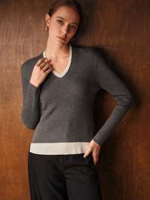 MOTF PREMIUM ELEGANT & VERSATILE SOFT V-NECK SWEATER