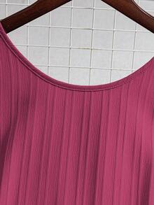 EMERY ROSE Váy ngắn thường ngày dệt hở lưng buộc dây không tay dáng chữ A viền bèo nhún cho nữ mùa hè - Hồng - Xem 5