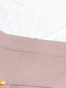 SHEIN Clasi 优雅纯色褶皱链条装饰裙 - 粉色 - 查看 3