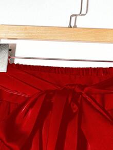 GlowEve CURVE Falda de burbuja floral con lazo decorativo, elegante y de moda para mujer de talla grande - Rojo - Ver 5