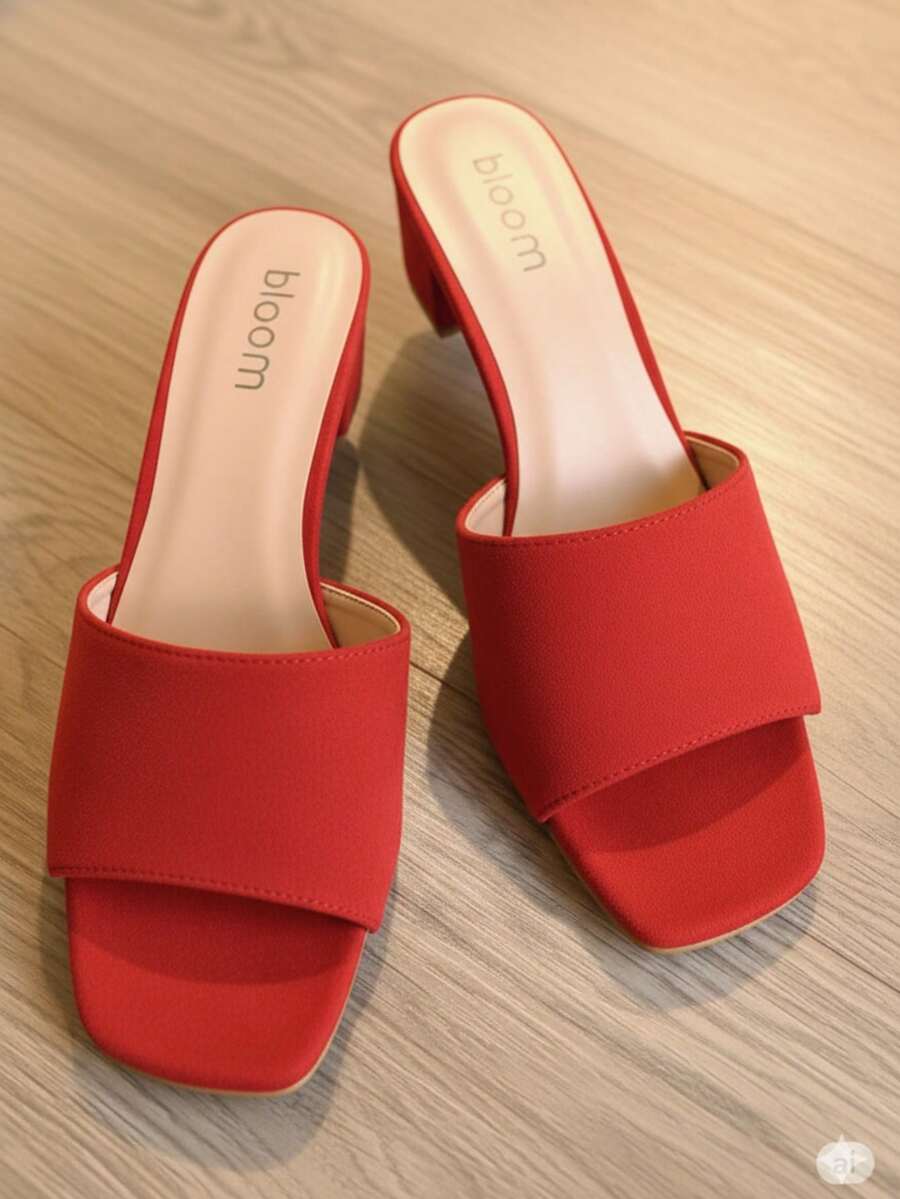 zapato de tacon bajo, material gamuza, Casual - Rojo - Ver 1