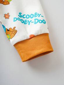 SCOOBY-DOO X SHEIN Mono de bebé niño con gráfico lindo de cachorro de dibujos animados y letras - Blanco - Ver 5