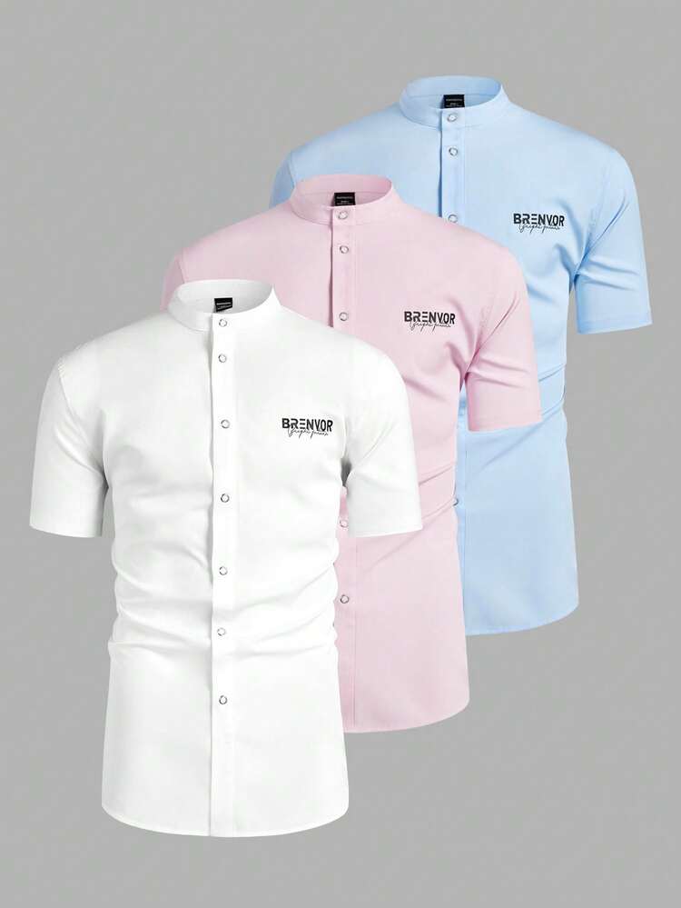 Manfinity VCAY Men's Casual Woven Short Sleeve Solid Color Loose Fit Suit/Set, Fashion & Daily Wear, Young - Black - View 2